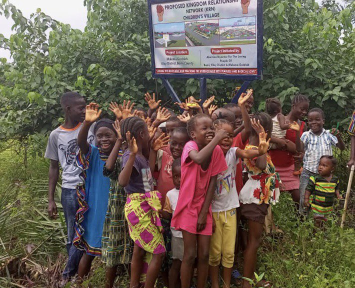 Group of Liberian children in the community