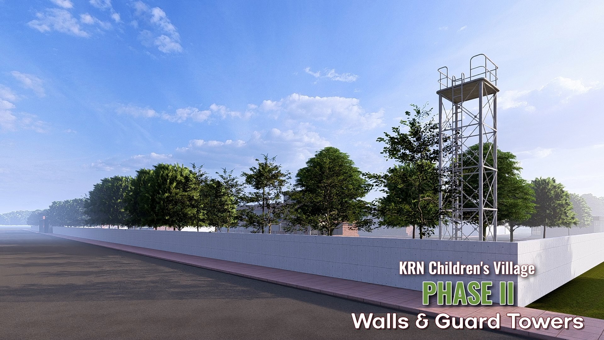 Walls & Guard Towers — KRN Children's Village architectural rendering
